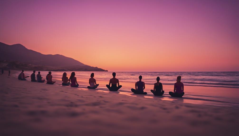 evening sunset yoga reflection